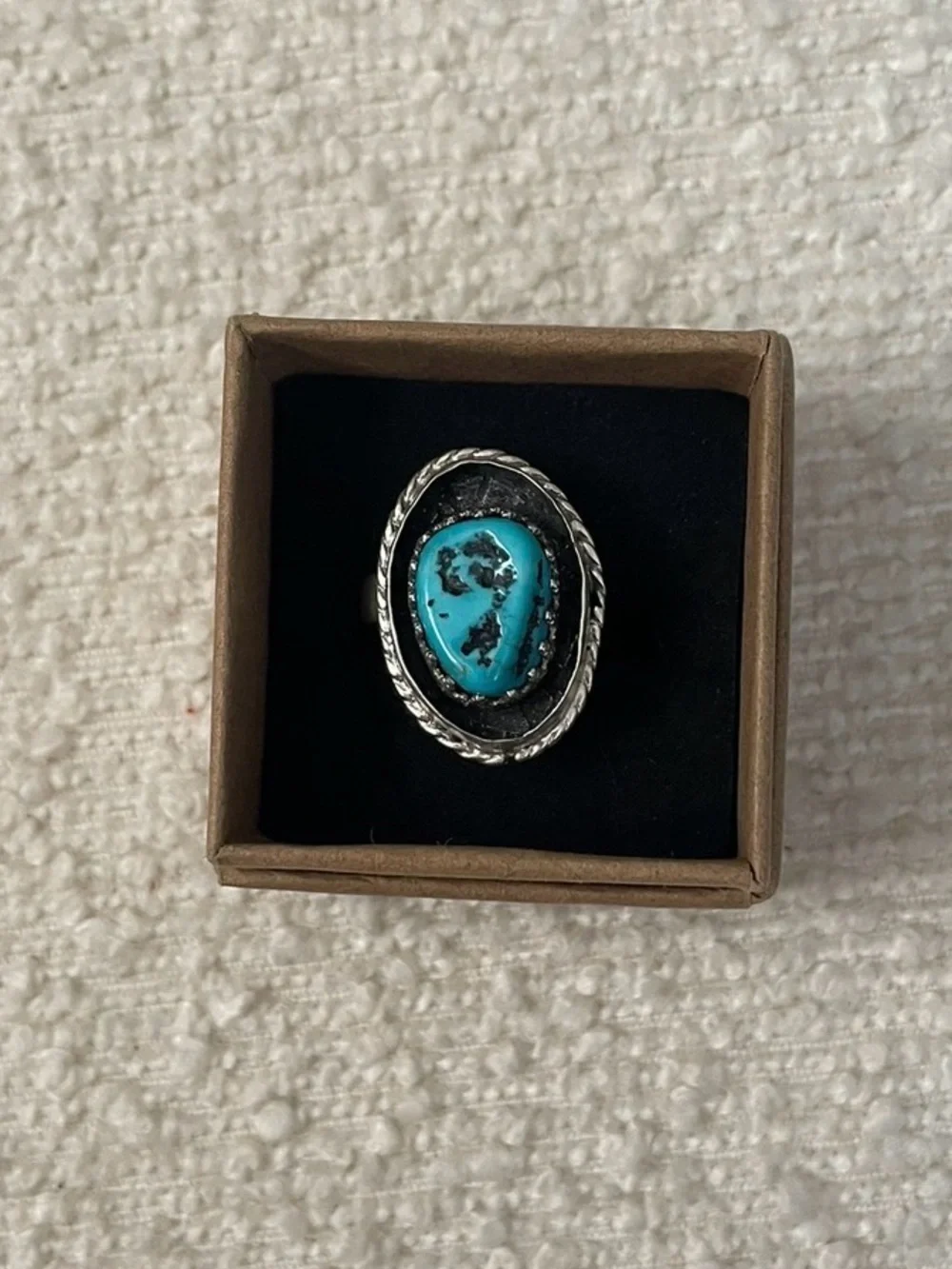 Campitos Turquoise Shadow Box Ring in Sterling Silver | Size 7.5